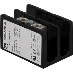 Schneider Electric Power Distribution Block; 310A; 600VAC; 2-Pole; Box Terminals; 1/1 Line/Load Terminal Openings; Panel Mount